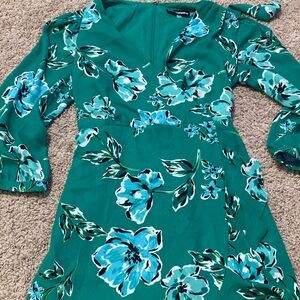 Karl Lagerfeld Teal Floral Long Sleeve Dress